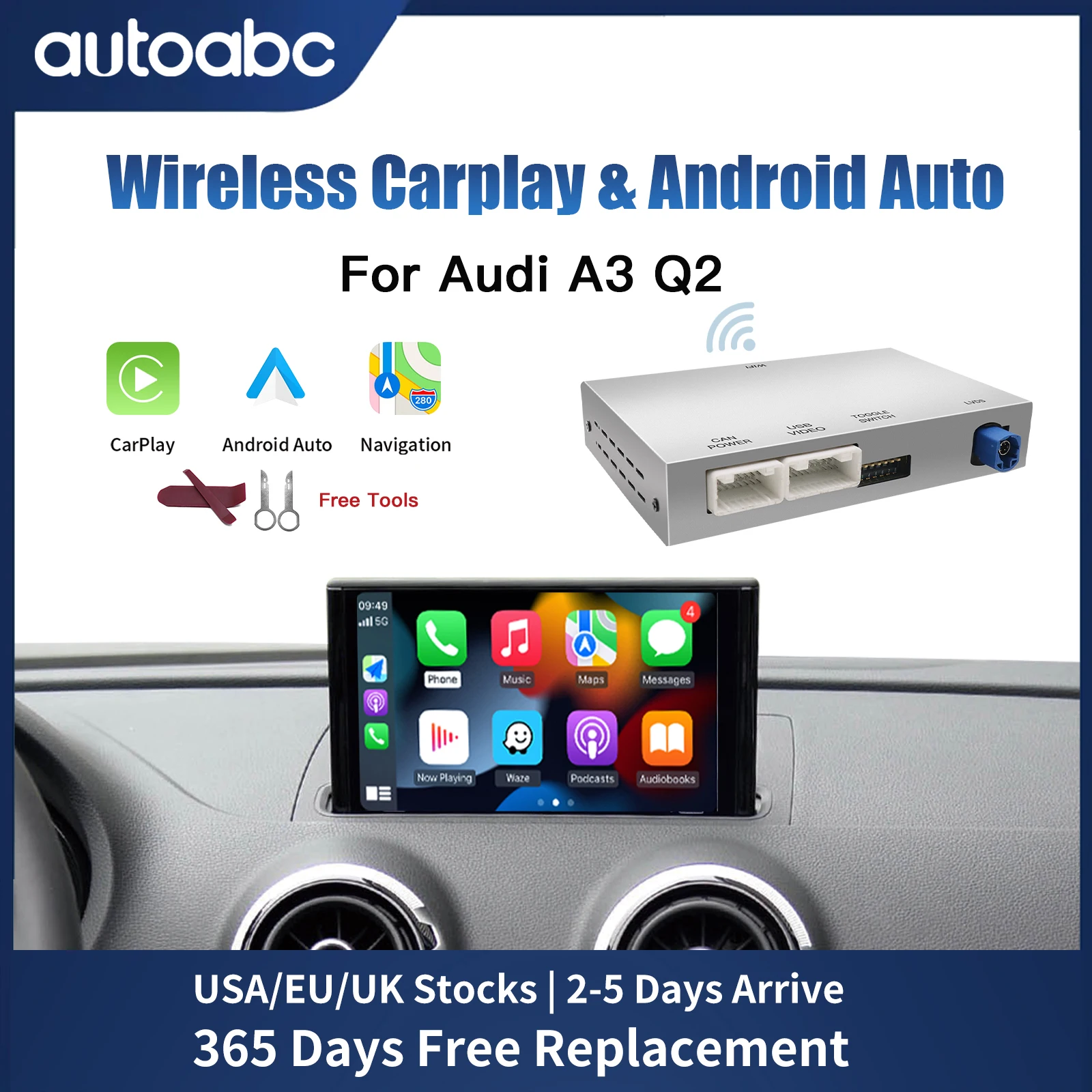 Drahtloses Carplay und Android Auto für Audi A3 8V Q2 8P 2013-2018 mit Mirror Link AirPlay-Unterstützung Kamera-Navigationszubehör Image