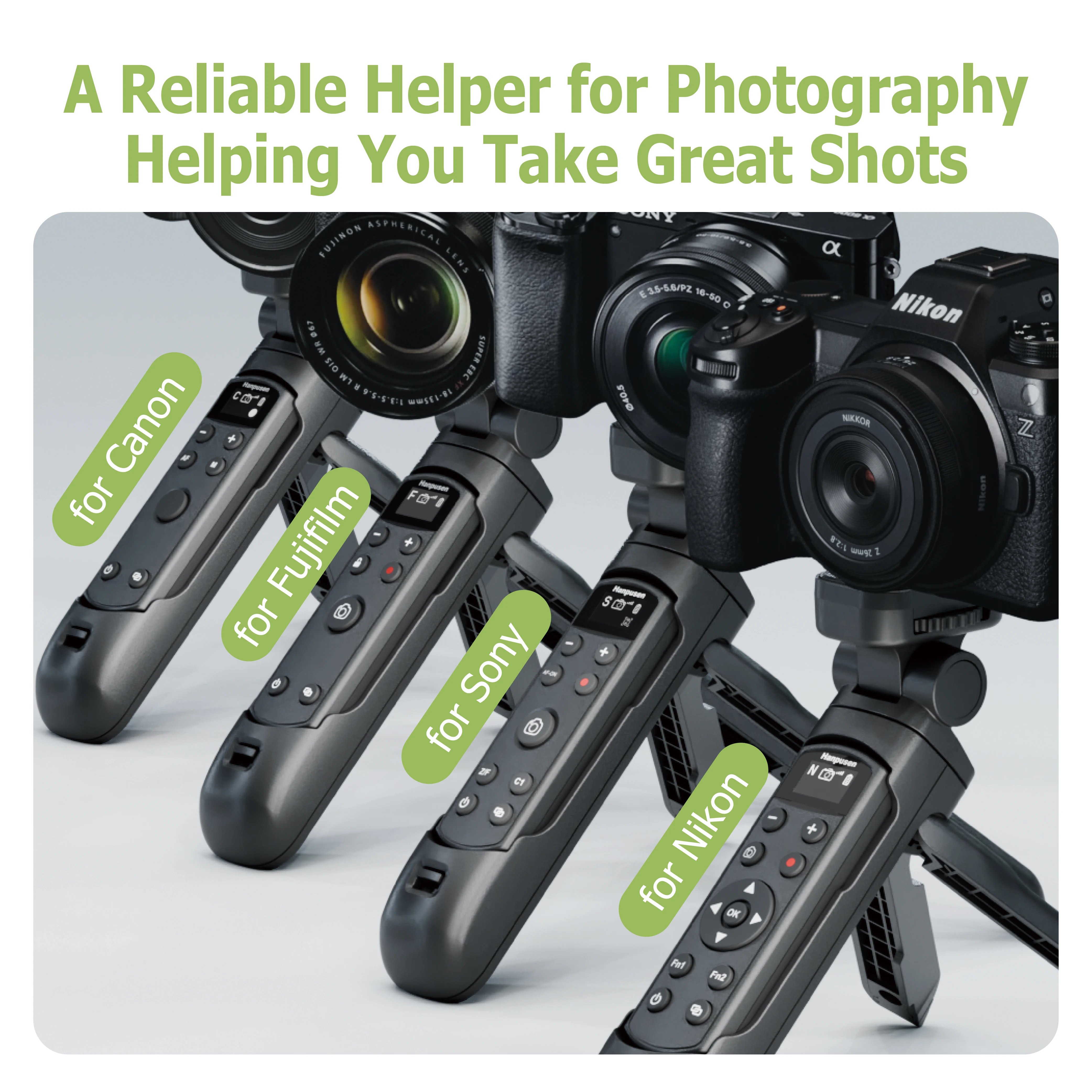 TG-3 Wireless Vlog Shooting Grip Stativfernbedienung mit OLED-Display für Fujifilm / Canon / Nikon / Sony Kameras Image