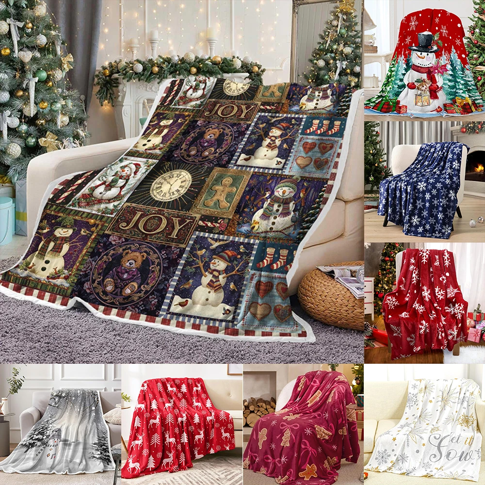 Weihnachtsmagie: Gemütliche Decken mit festlichen Drucken für einen warmen Feiertags-Flanelldecke, Neujahrs-Heimdekoration, Geschenk Image