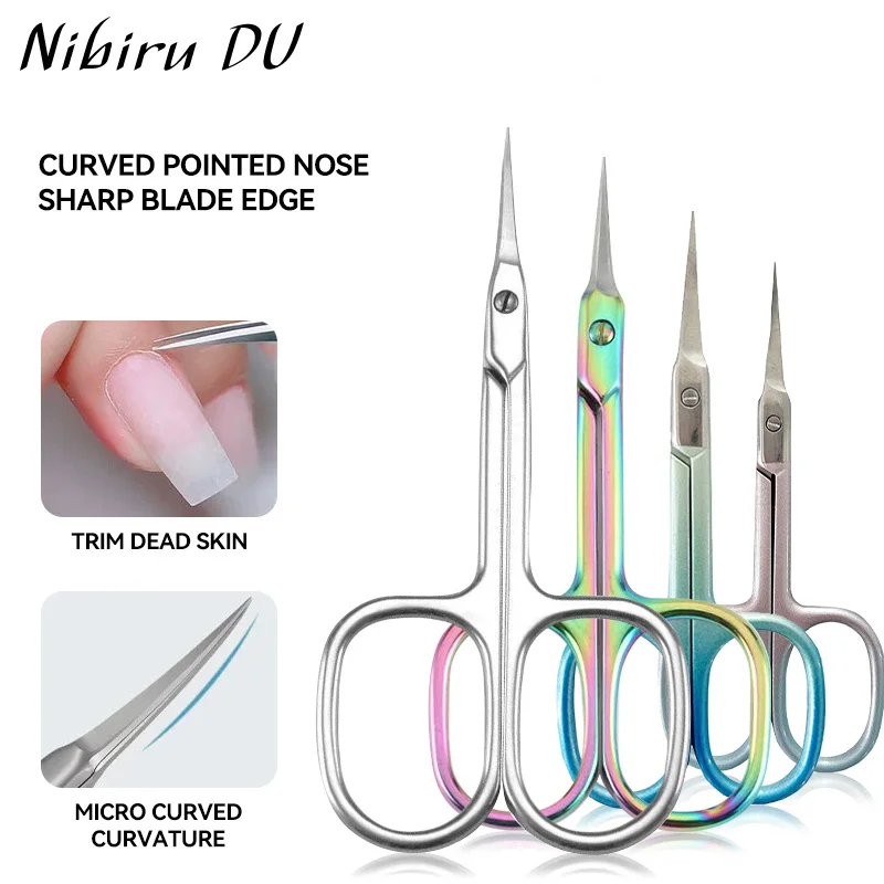 Nagelhautschere aus Edelstahl, Entferner abgestorbener Haut, Nagelhautschneider, professionelles Nail-Art-Werkzeug, russische Maniküre, Schere mit gebogener Spitze Image