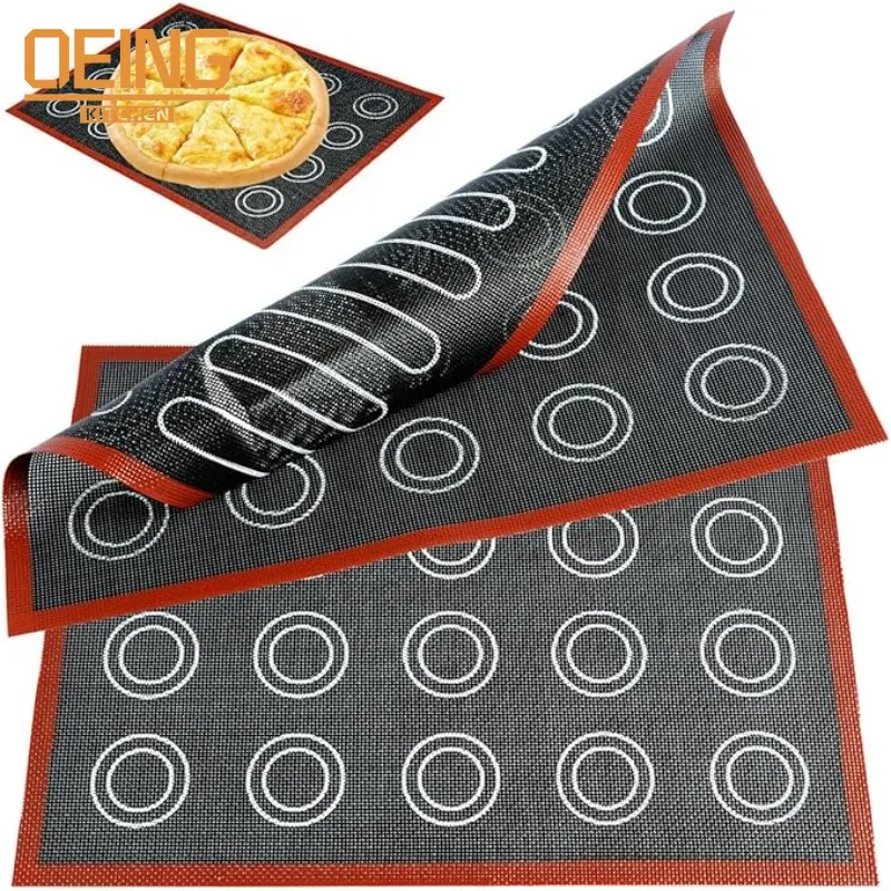 1 Stück perforierte Silikon-Backmatte mit Eclair-Puff, runden Mustern, wiederverwendbar, antihaftbeschichtet, für Kekse, Macaron-Brot Image