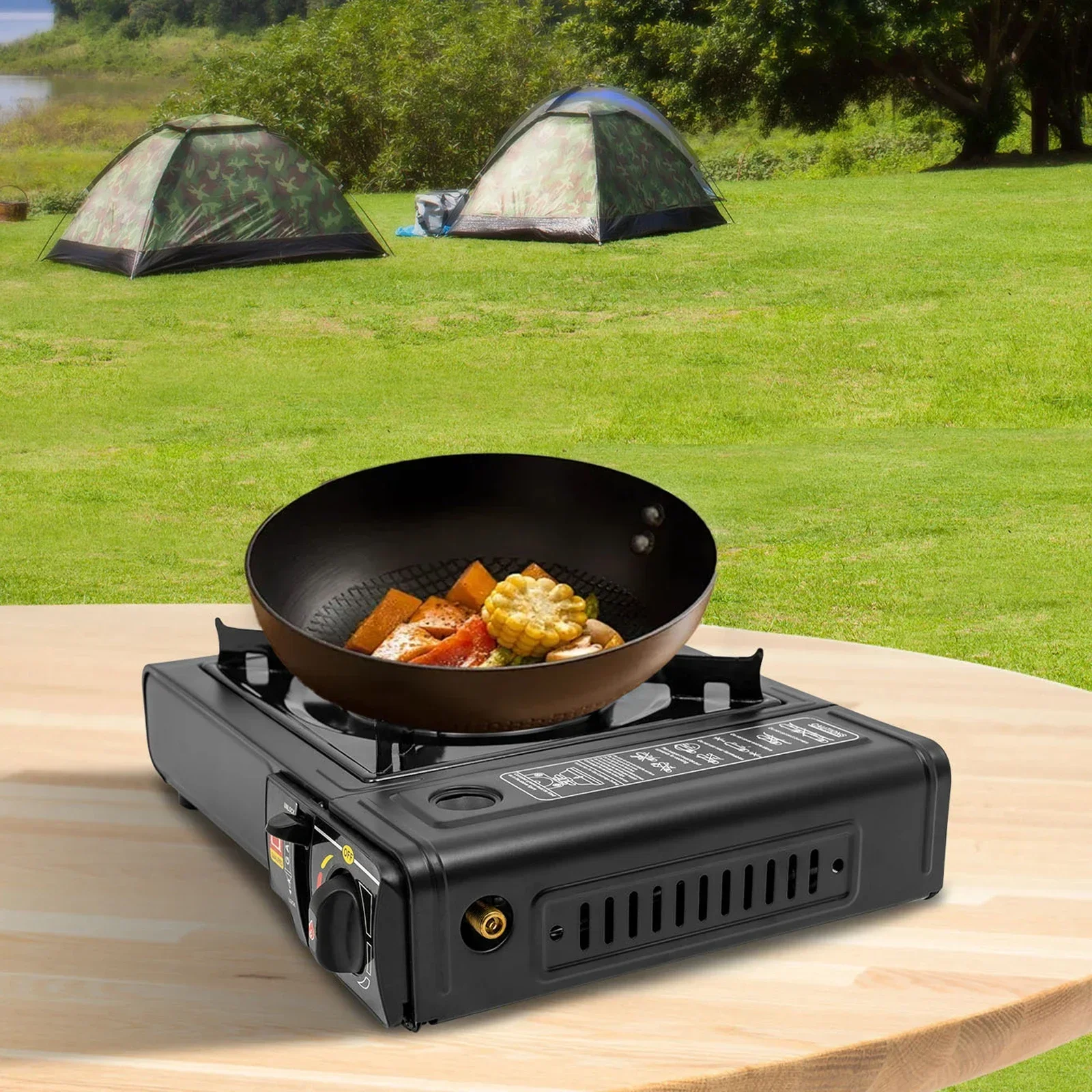 2500 W tragbarer Outdoor-Grill, 3,53 lbs, leichter Tischgrill mit elektronischer Zündung, 100 g/h Gasverbrauch für Party-Camping Image