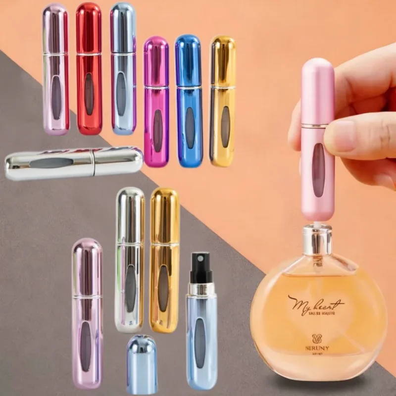 1/3/5/10 Stück Travel Leak tragbare Mini-Parfümflasche mit Bodenfüllfunktion, nachfüllbare 5-ml-Sprühflasche aus Aluminium Image