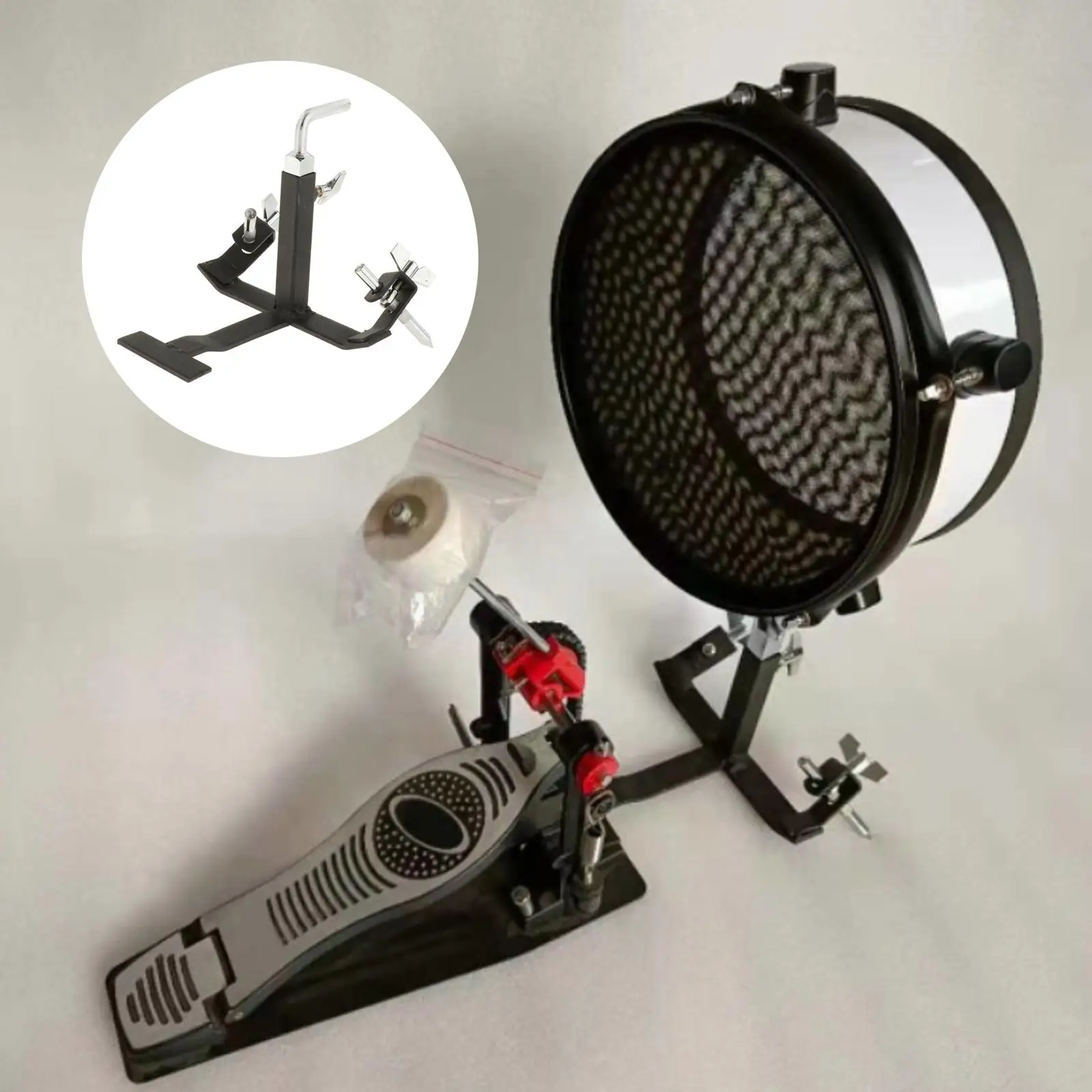 Percussion-Halterung, verstellbares Pedal, montierbare Percussion-Kuhglocke für Schlagzeug-Übungsraum Image