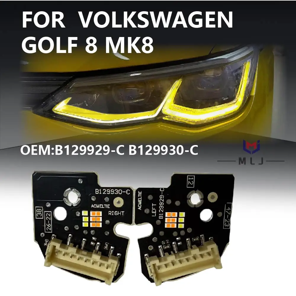 Für Volkswagen Golf 8 MK8 B129929-C B129930-C LED DRL Gelbes Licht Tagfahrlicht-Board Angel Eye Chip Auto-Zubehör Image