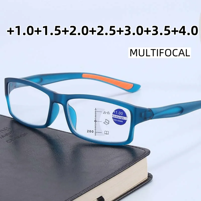 Mode Sport Anti Blau Licht Lesebrille für Männer Frauen High-definition Anti Slip Progressive Multifokale Presbyopie Brillen Image