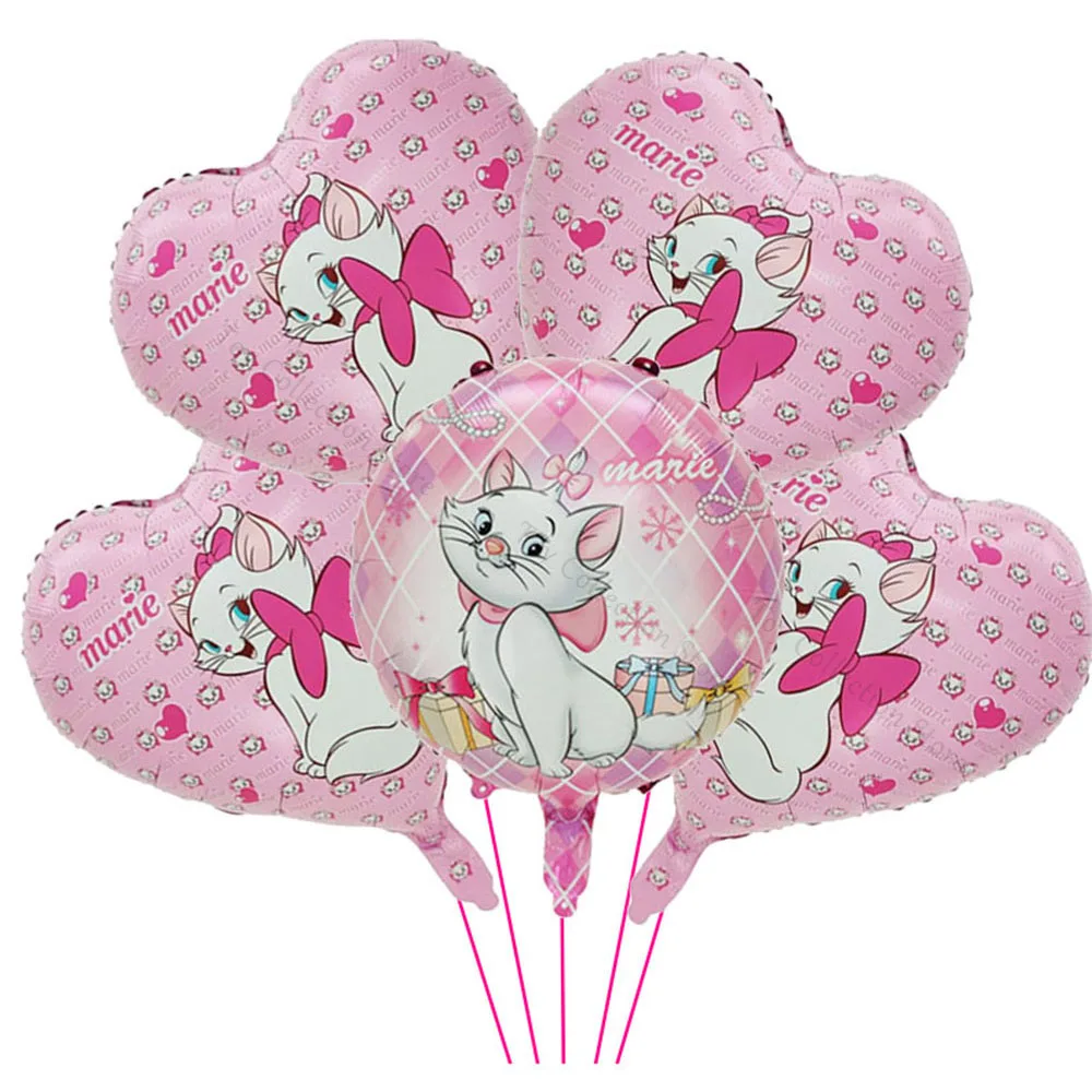 Marie Katze rosa Mädchen Prinzessin 5pcs 18in runde Liebes folie Ballon Party liefert Party zubehör aufblasen Helium Globos Party Dekor Image