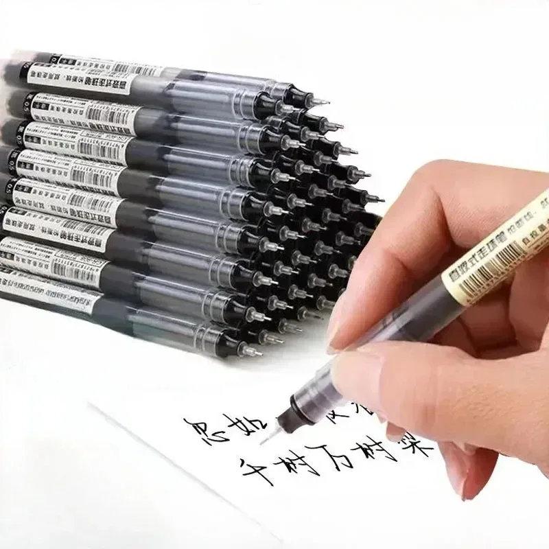 10PCS Nadel Typ Gel Stifte Schwarz Blau Rot Tinte Gerade Flüssigkeit Stift Kawaii Schreibwaren Schule Bürobedarf Image