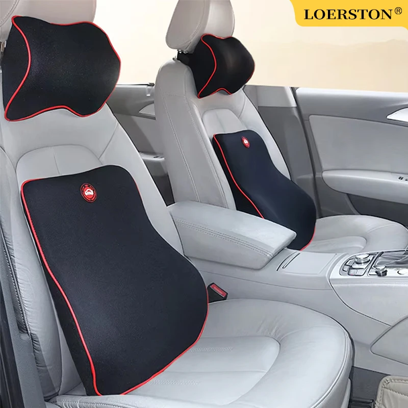 Memory Foam Auto Sitz Kissen Auto Hals Kissen Schützende Lenden Zurück Unterstützung Atmungsaktive Auto Kopfstütze Kissen Für Reisen Image