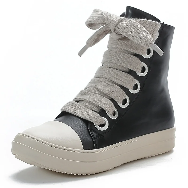 Neue Frauen Turnschuhe High-top männer Casual Schuhe Leder Schuhe Für Frauen Flache Sport Schuhe Dicke Spitze Up unisex Paar Frauen Schuhe