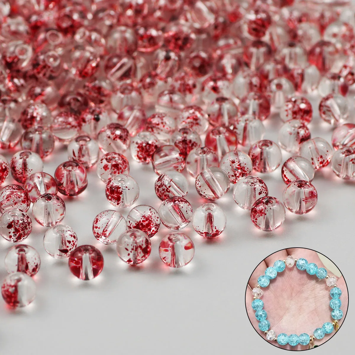 Rote durchscheinende 8 mm gefärbte österreichische Kristallperlen, Glas-Abstandshalter, lose Perlen für Schmuckherstellung, Armband, DIY, Ohrringe, Zubehör Image