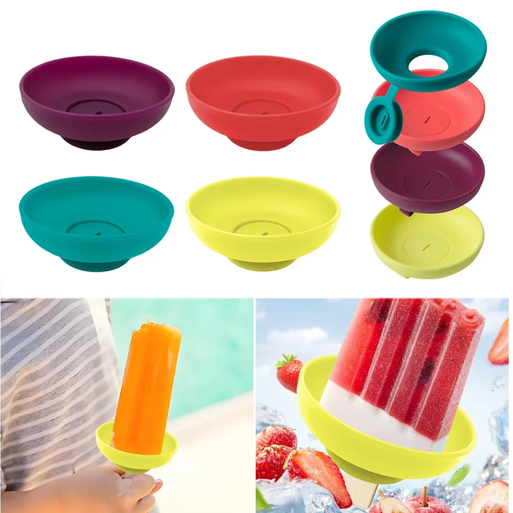 Tropffreier Eis am Stiel-Halter, Silikon-Anti-Tropf-Eiscreme-Halterung, wiederverwendbar, schmutzfrei, gefrorene Leckereien-Halterung für Kinder-Eiscreme Image