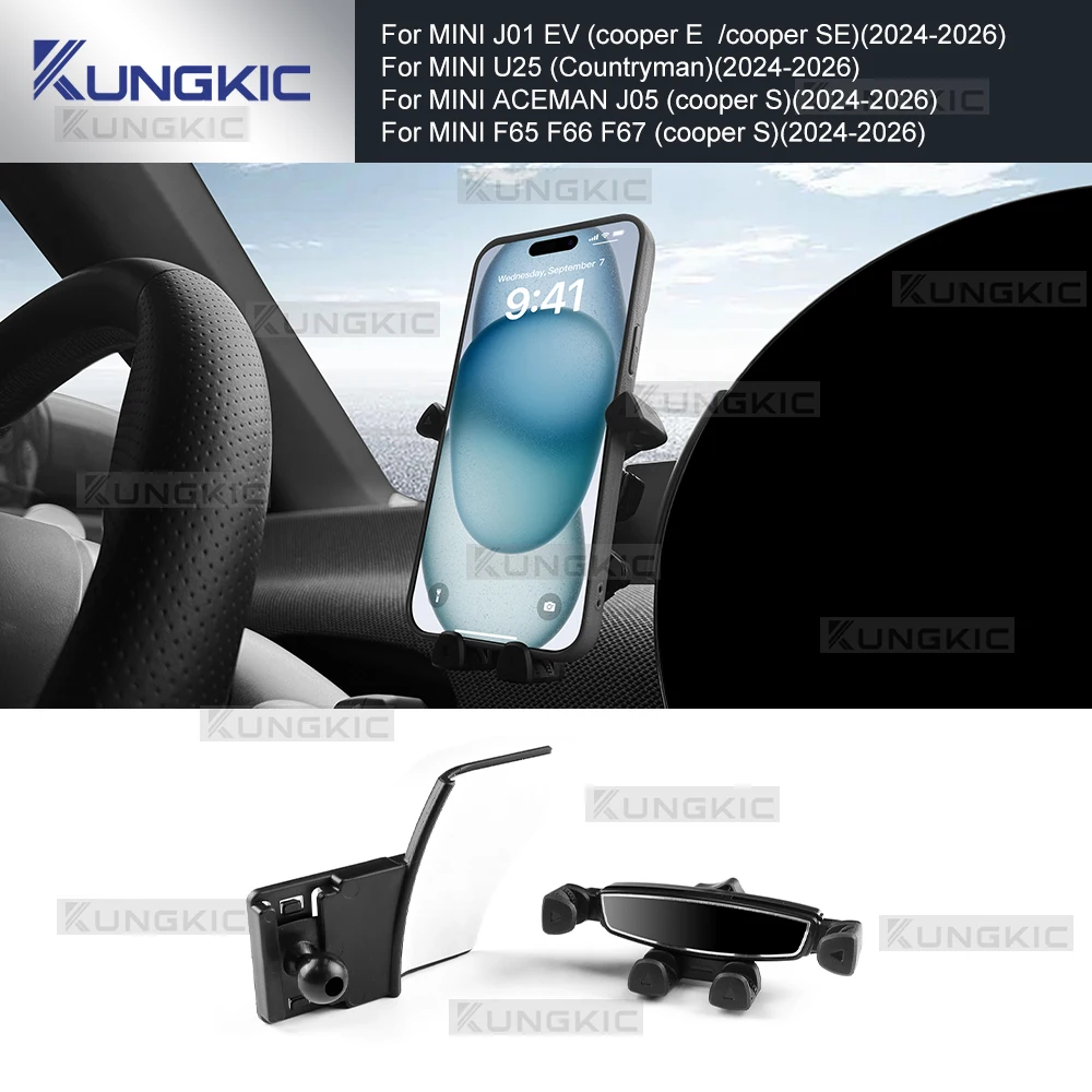 Für Mini Cooper S E SE Countryman U25 J01 EV J05 Aceman F65 F66 GPS Schwerkraft Telefon Halter Halterung Montieren Zubehör LHD RHD Schwarz Image