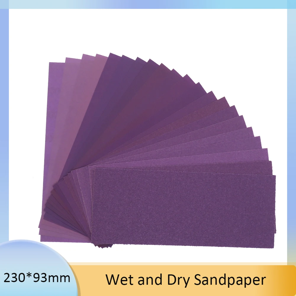 10 Stück 230 x 93 mm lila quadratisches Schleifpapier, nasses und trockenes Schleifpapier für Kfz-Polier-, Farbwartungs- und Schleifwerkzeuge Image