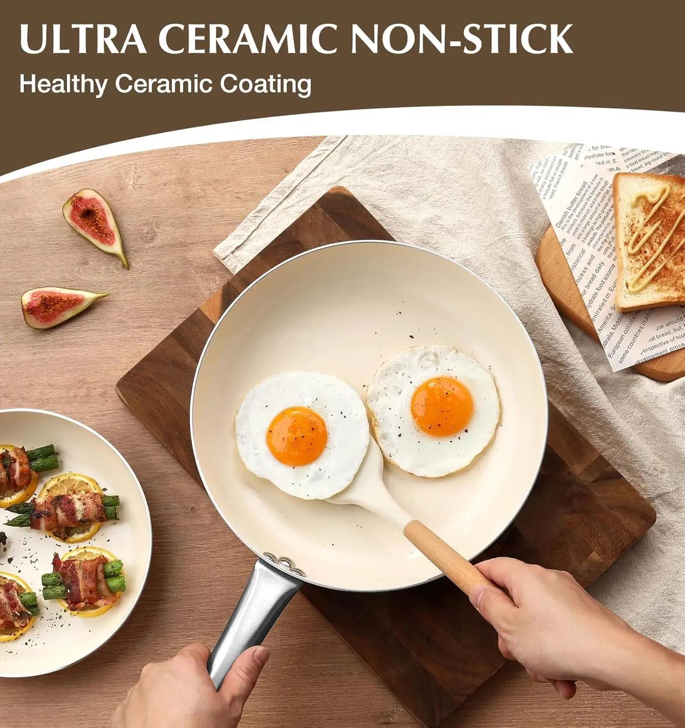 KOCH SYSTEME CS 20 cm Keramik-Bratpfanne, antihaftbeschichtete Bratpfanne mit Deckel, kleine Bratpfanne mit Antihaftbeschichtung, ungiftige Bratpfanne Image