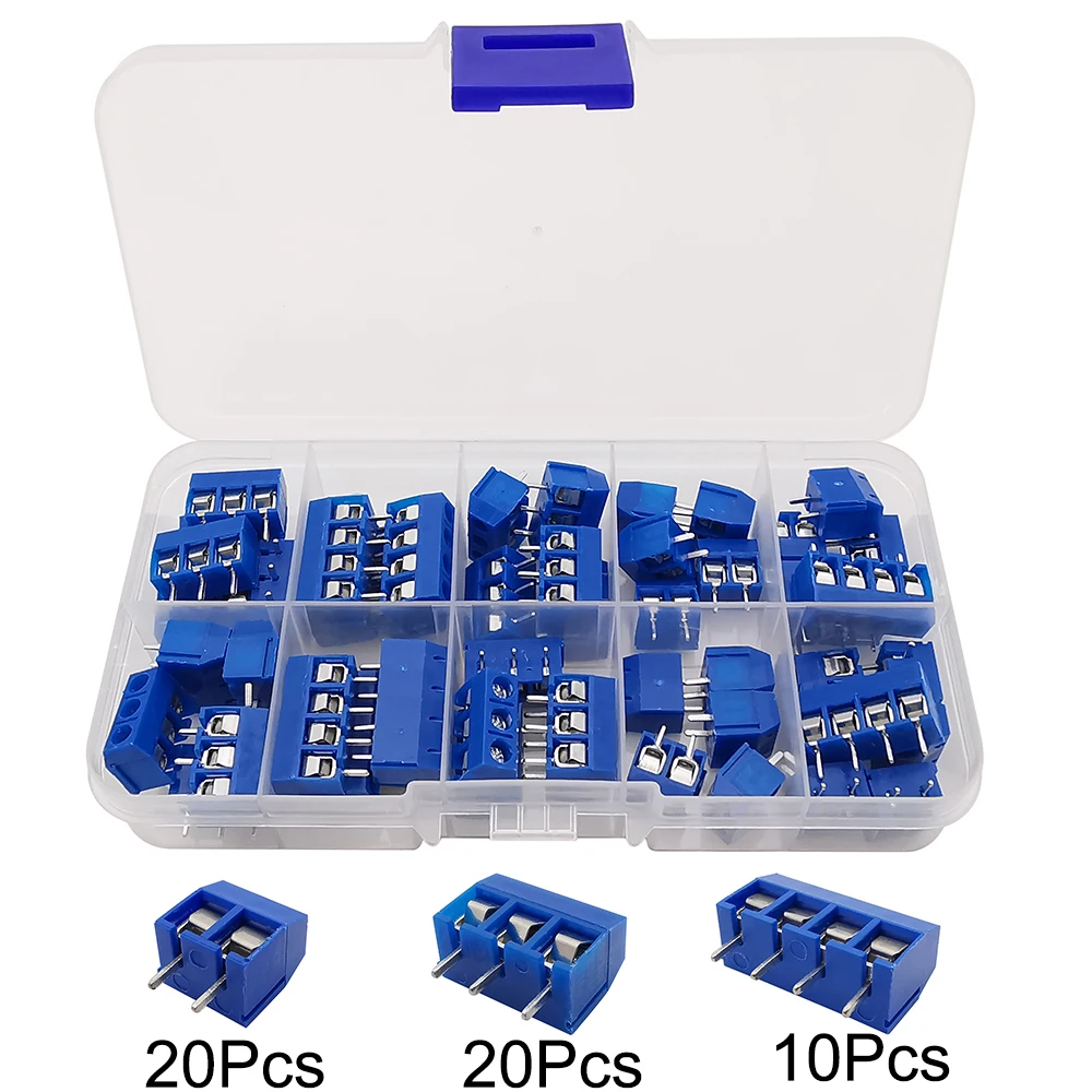 50pcs/box 5,0mm gerader Stift 2p 3p 4p Schraube Leiterplatte klemmen blockst ecker kf301-1. 8-2p KF301-3P KF301-4P blau Image