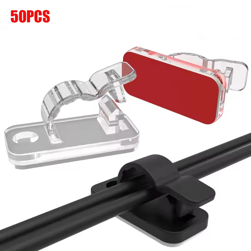 20/50 Stück selbstklebende Kabelklemmen, Kabelmanagement, Drahtorganisatoren, Schreibtisch, ordentliche Klemme für Zuhause, Büro, Auto, Kabelmanager Image