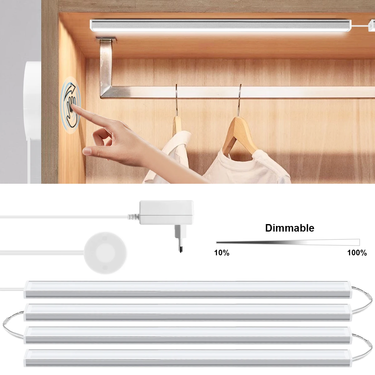 Serie Verbindung Hand Scan Touch Sensor Aluminium Bar Licht LED Schrank Lampe Dimmbar Für Regal Kleiderschrank Schrank Küche Dekor
