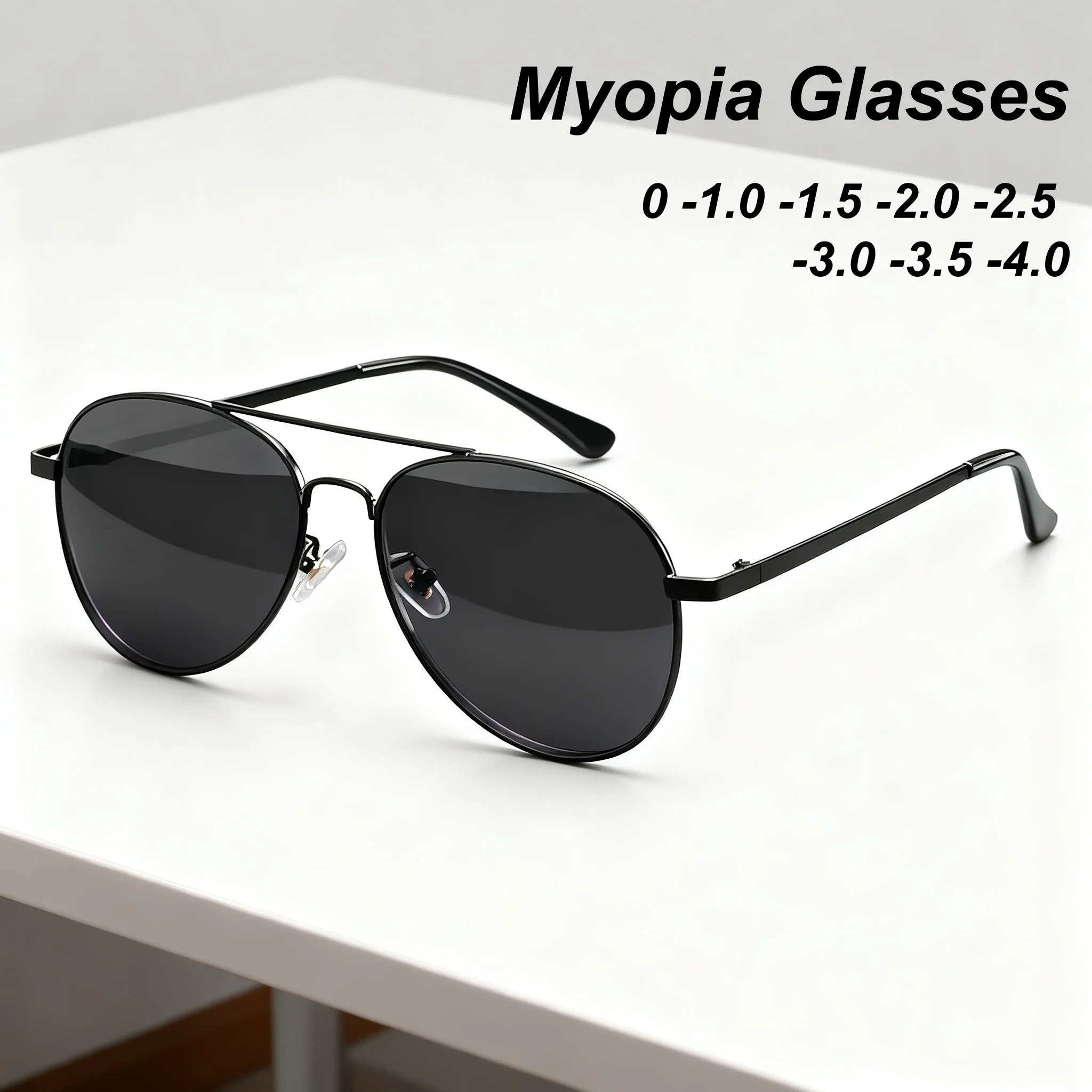 2025 neue modische Pilot-Myopiebrille für Herren im Freien, neutrales Fahren, spezielle, hochwertige, langlebige Brille mit großem Rahmen Image