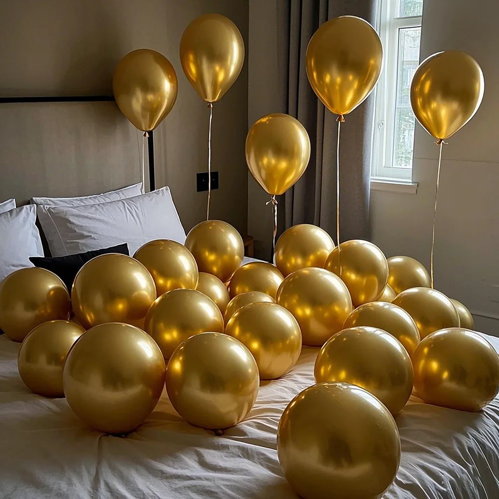 50 Stück 5/10/12/18 Zoll Metall Chrom Luftballons Party Dekoration Latex Ballon Ultra-Hochglanz Geburtstag Hochzeit Weihnachtsdekoration Image