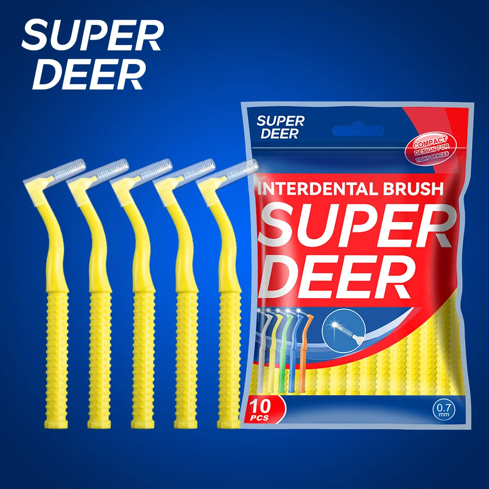 Super Deer 0,7 mm L-Typ-Interdentalbürste Weiche Borsten Interdentalzahnbürsten reinigen zwischen den Zähnen für die Orthodontie Image