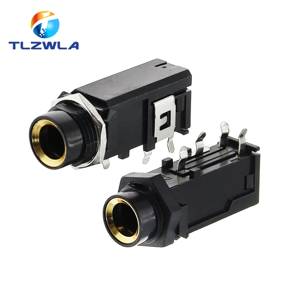 5PCS DIY 6,35mm/6,5mm Jack Vergoldet 4P Stereo Dual Kanal Mikrofon Buchse 6,35/6,5 audio Gerade jack Stecker Image