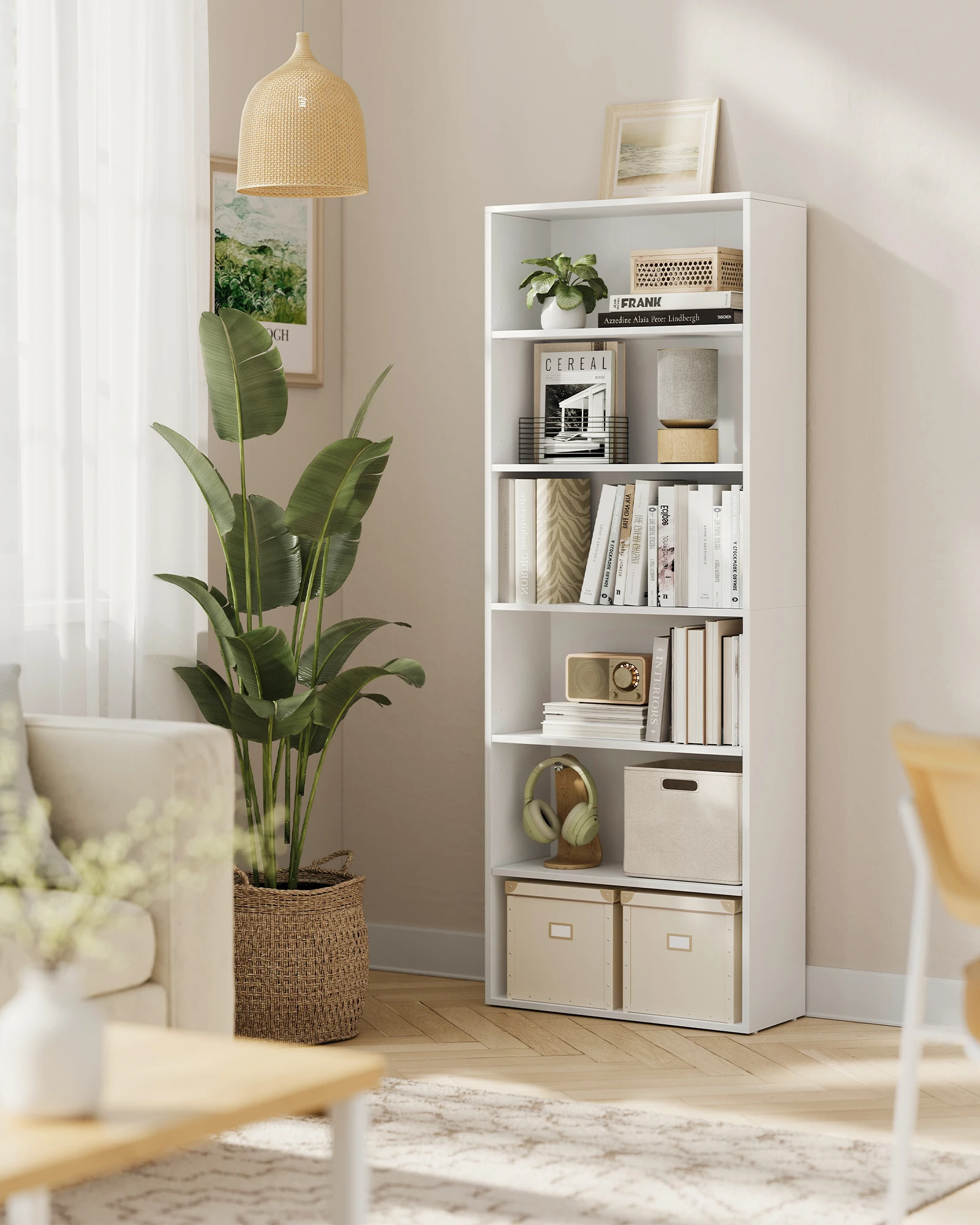 VASAGLE Bücherregal, mit 6 Ebenen, Standregal, Aufbewahrungsregal, für Wohnzimmer Image