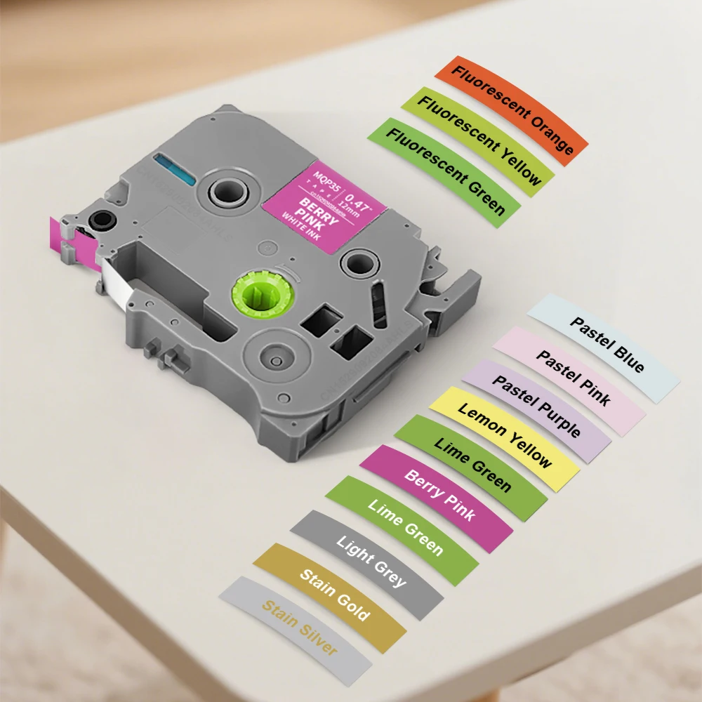 12 mm kompatibles Brother TZE Tape Mix Farben Etikettenband Limettengrün Beere Rosa Pastellblau für Brother P-Touch Drucker PT-H110 Image