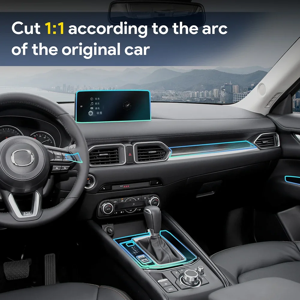Für Mazda CX-5 CX5 2017-2024 Innen Schutz Film TPU Anti-scratch Aufkleber Dashboard GPS Navigation Transparent Zubehör Image