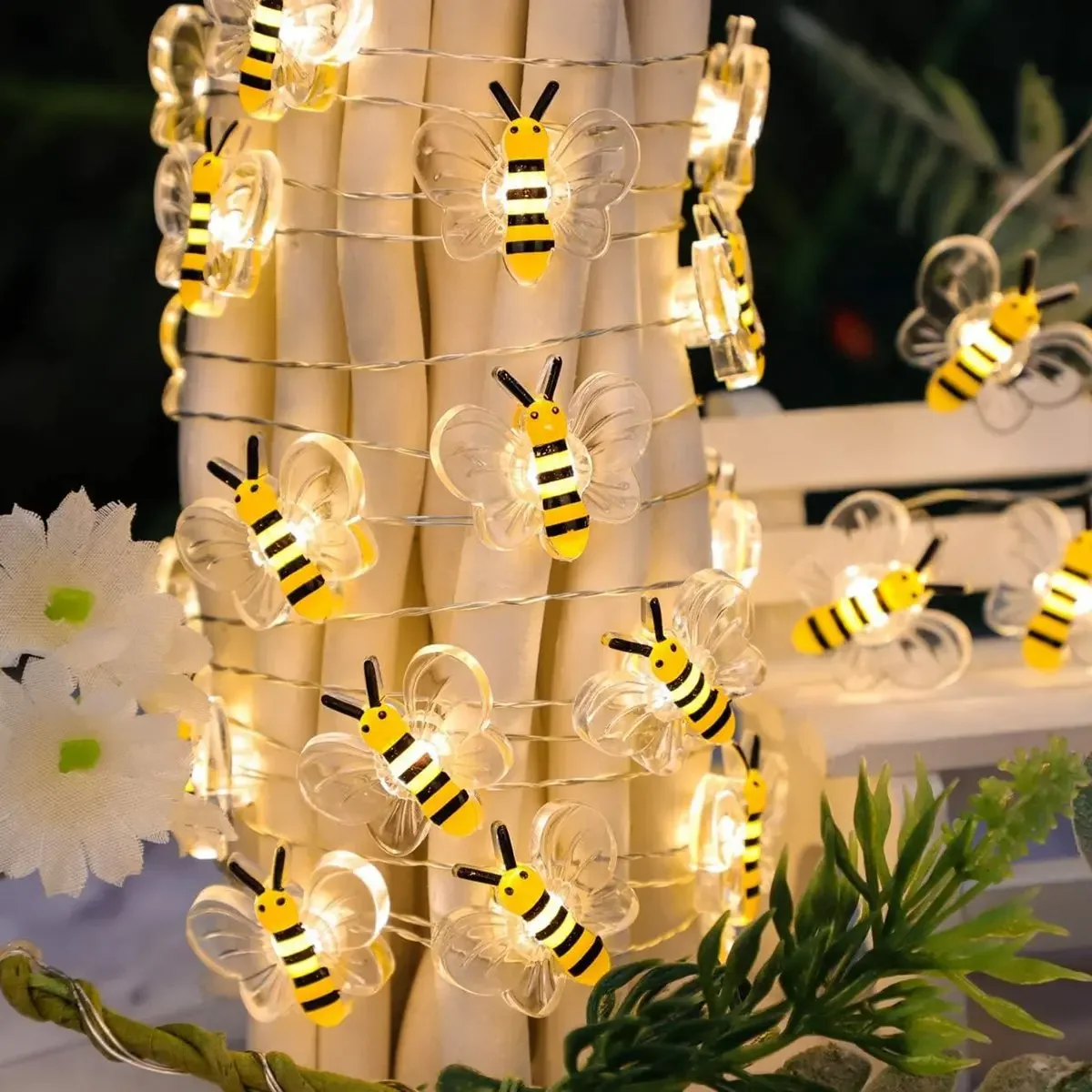 Biene Blume Lichter Batterie Betrieben Biene Lichterketten Für Schlafzimmer Pflanzen Terrassen Party Hochzeit Weihnachten Dekorative Lichterketten