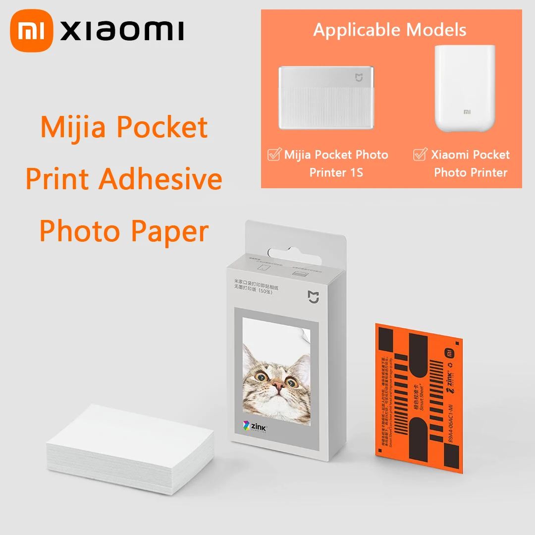 Original Xiaomi Pocket Printer Papier ZINK Selbstklebende Fotodruckbögen für 3-Zoll-Mini Pocket Fotodrucker Nur 50-teiliges Papier Image
