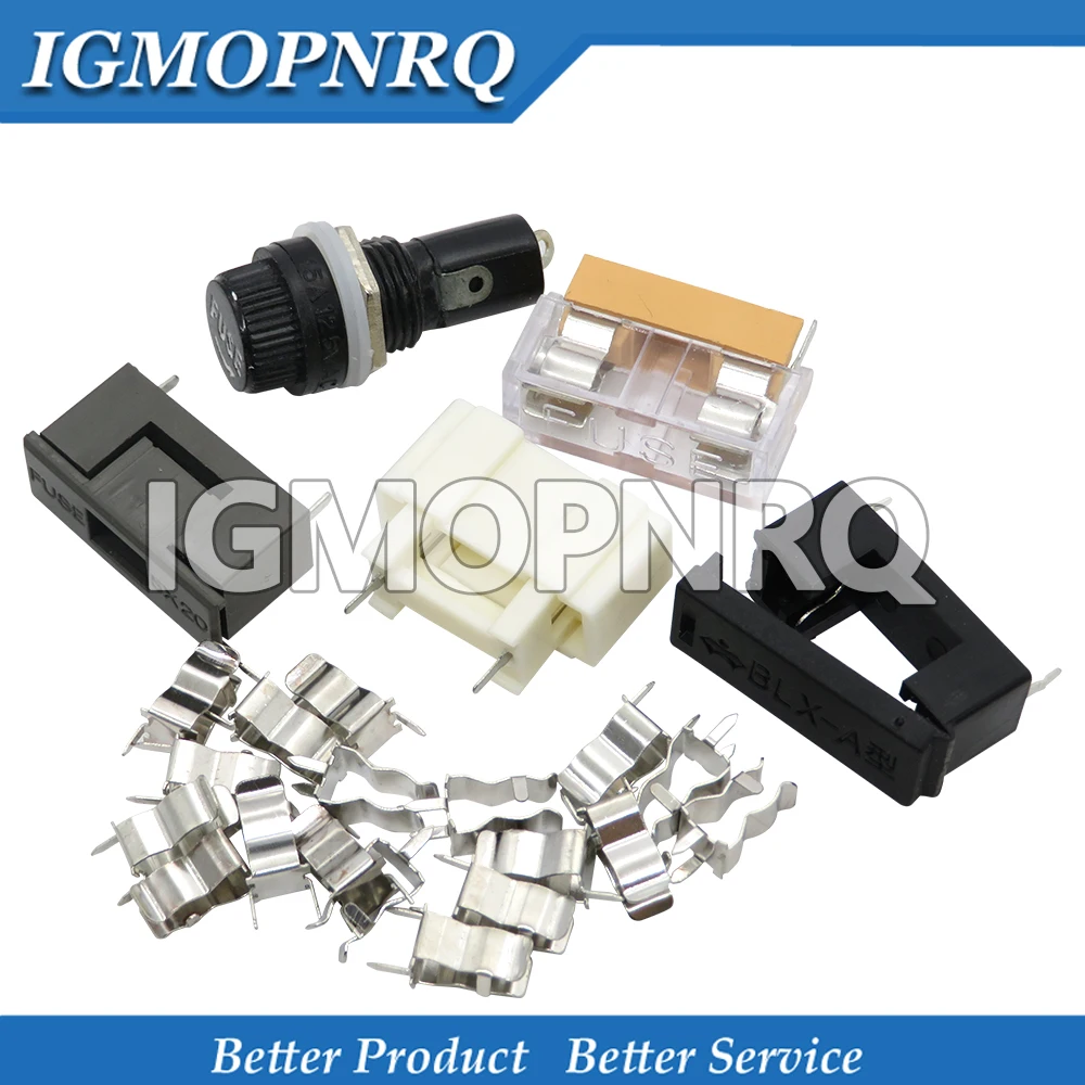 10PCS 5x20mm Sicherungshalter Buchse 5*20mm BLX-A Sicherungsklemme/Box weiß schwarz Sicherungssockel Image