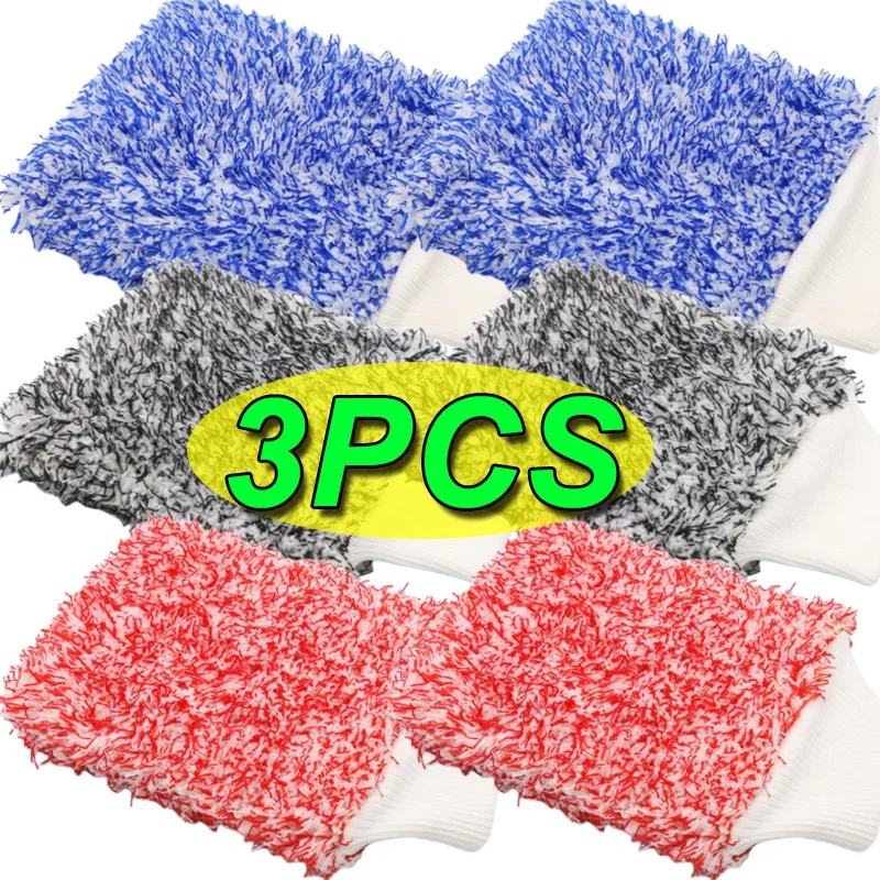 1-3PCS Plüsch Auto Waschen Mitt Wolle Dicke, Nicht-Slip Auto Reinigung Handschuhe Pinsel Auto Waschen Zubehör auto Reinigung Werkzeuge Image
