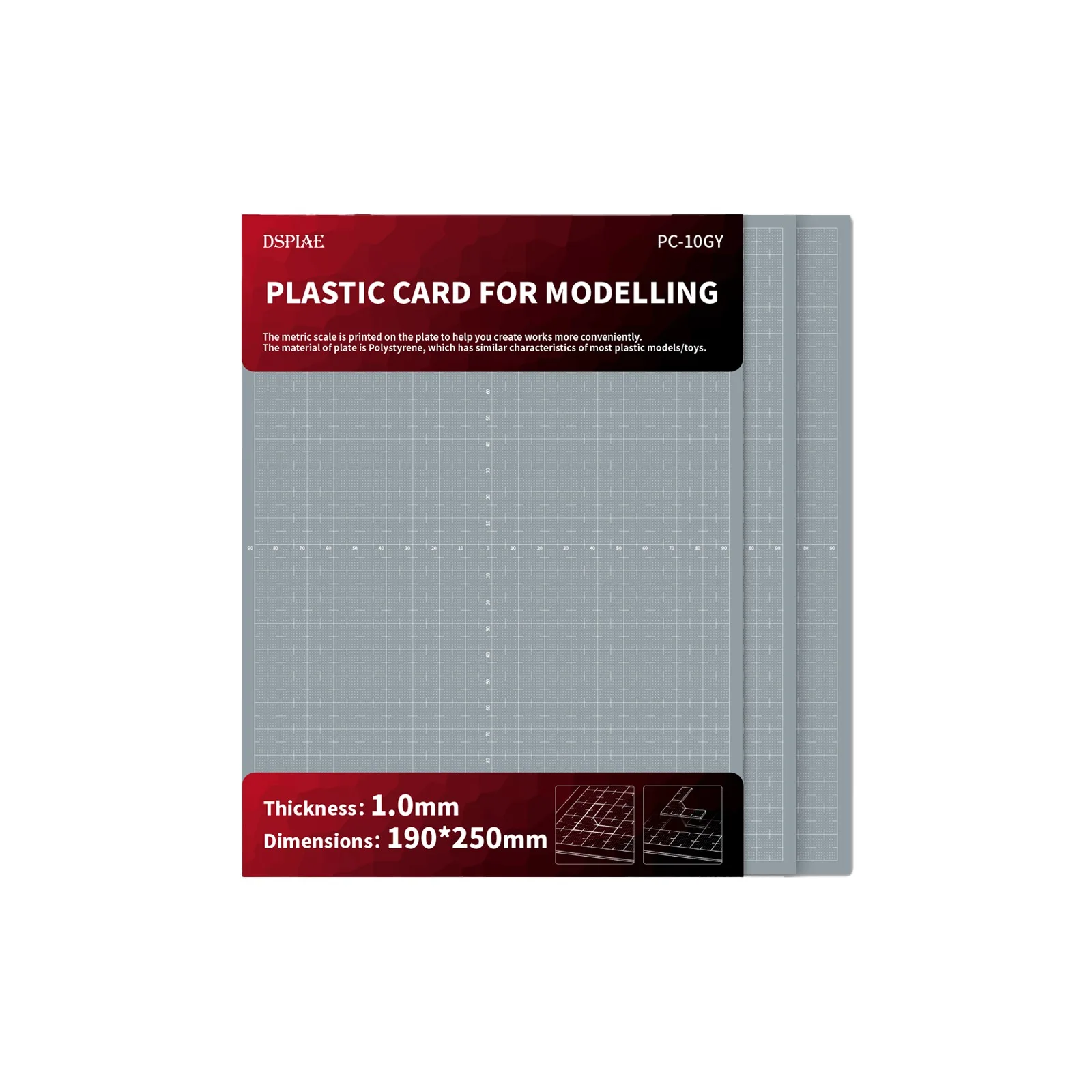 DSPIAE PC-GY Modellmodifikation Kunststoffplatte 0,3 mm 0,5 mm 0,8 mm 1,0 mm 90 * 78 mm Image
