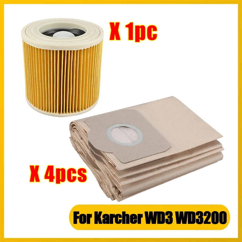 Ersatz-Staubbeutel-Hepa-Filter für Karcher WD3 Premium WD3200 WD3300 MV3 Zubehör A2004 A2054 Staubsauger Ersatzteile Image