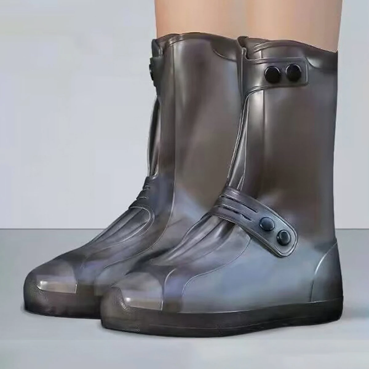 Regenfester Silikon-Schuhüberzug, dicker, verschleißfester, rutschfester Regentag-Schuhüberzug mit hohem Schlauch, wasserdichter Schuhüberzug Image