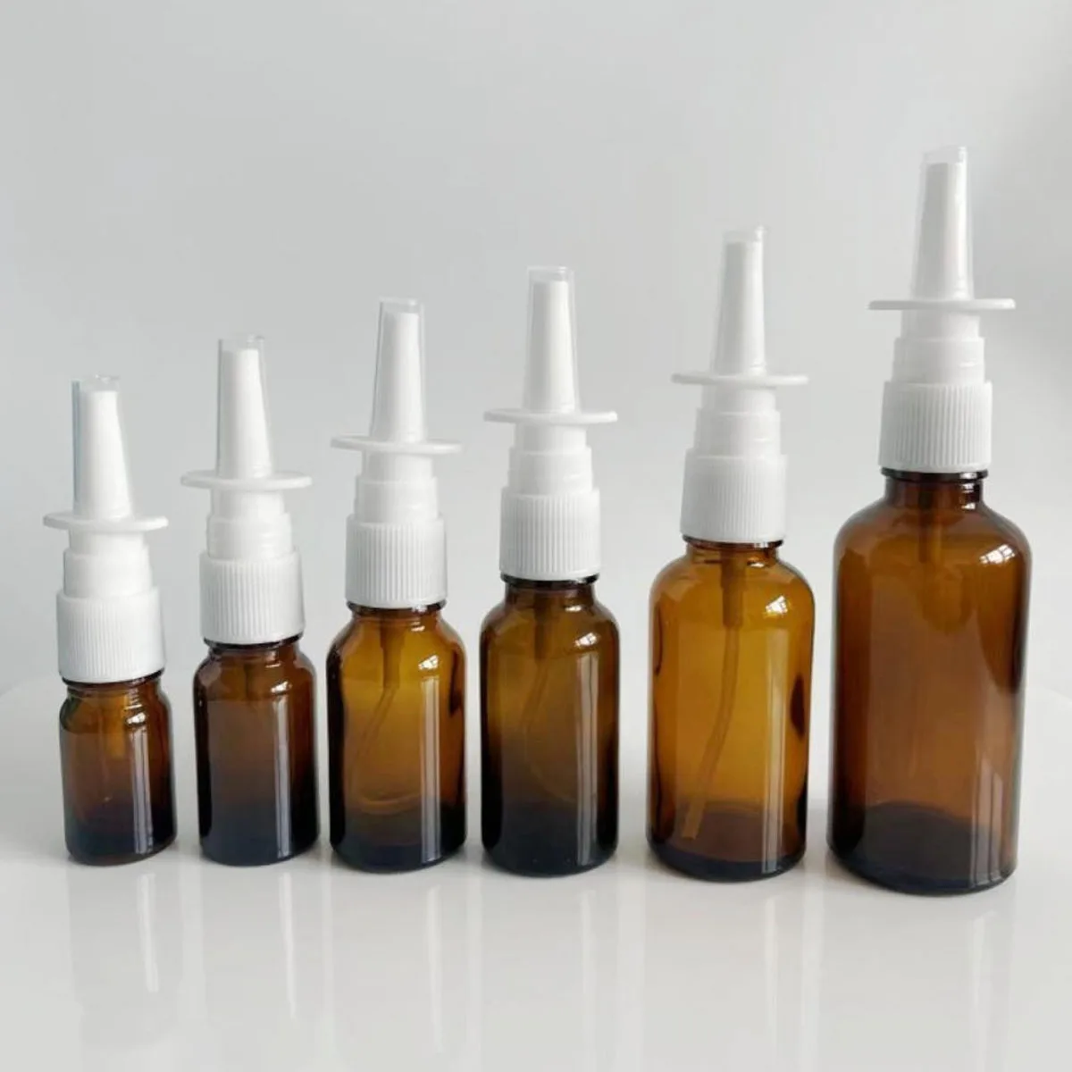 1x 3x 5x Bernsteinfarbene Nasenspray-Glasflaschen mit Zerstäuber, 5ml 10ml 15ml 20ml 30ml 50ml 100ml, tragbar, nachfüllbar, für Reisen Image