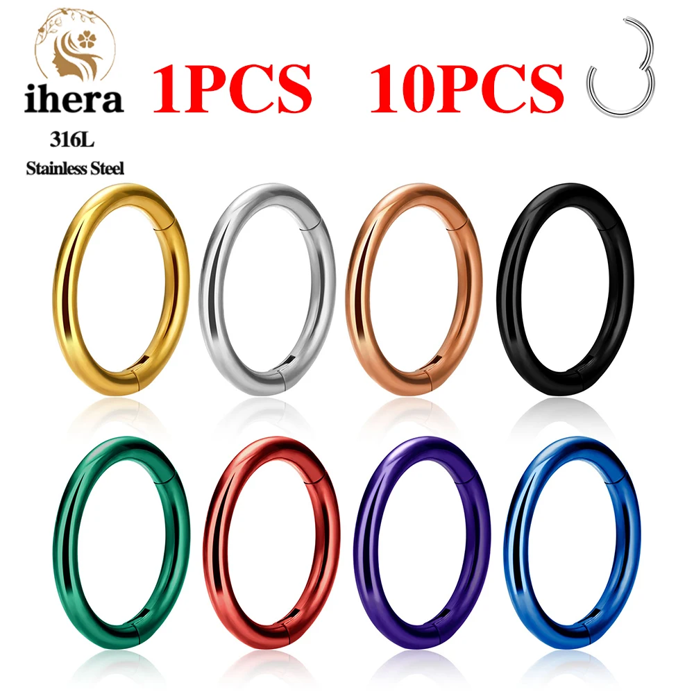 1/10 Stück Edelstahl Runder Kleiner Nasenring 16G 18G 20G Klappbarer Segment-Tragus-Septum-Knorpel-Piercing Körperschmuck Image