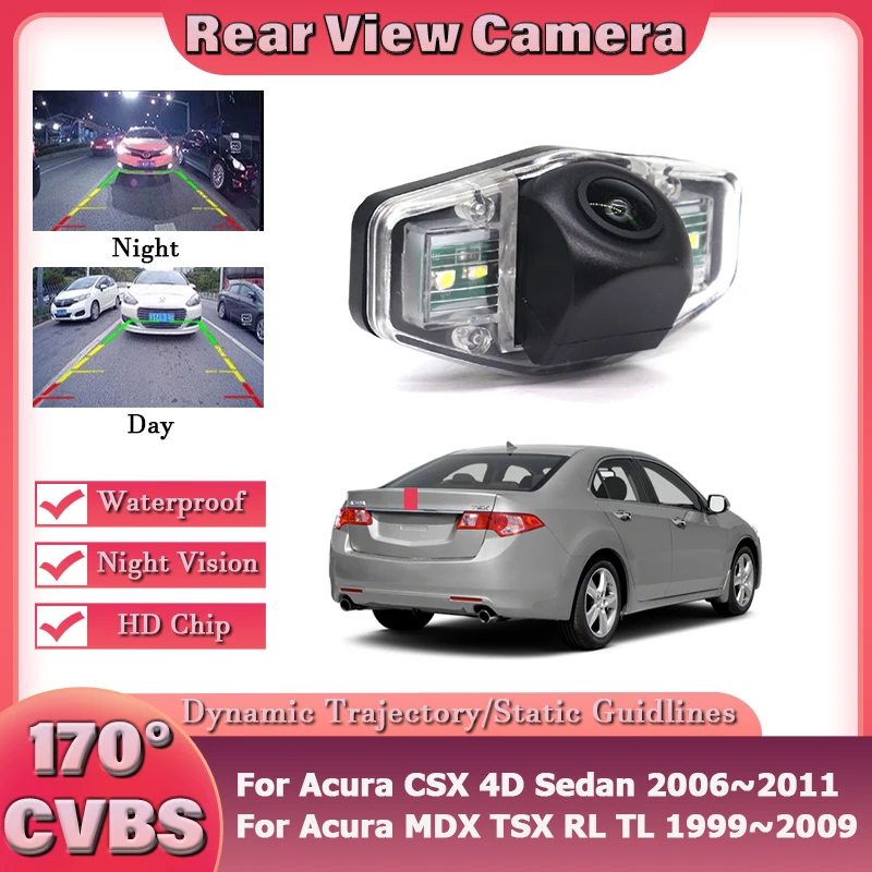 Rückfahr Reverse Hinten Back up View Kamera CCD Für Acura MDX TSX RL TL 1999 ~ 2009 CSX 4D Limousine 2006 ~ 2011 Dynamische Flugbahn Image