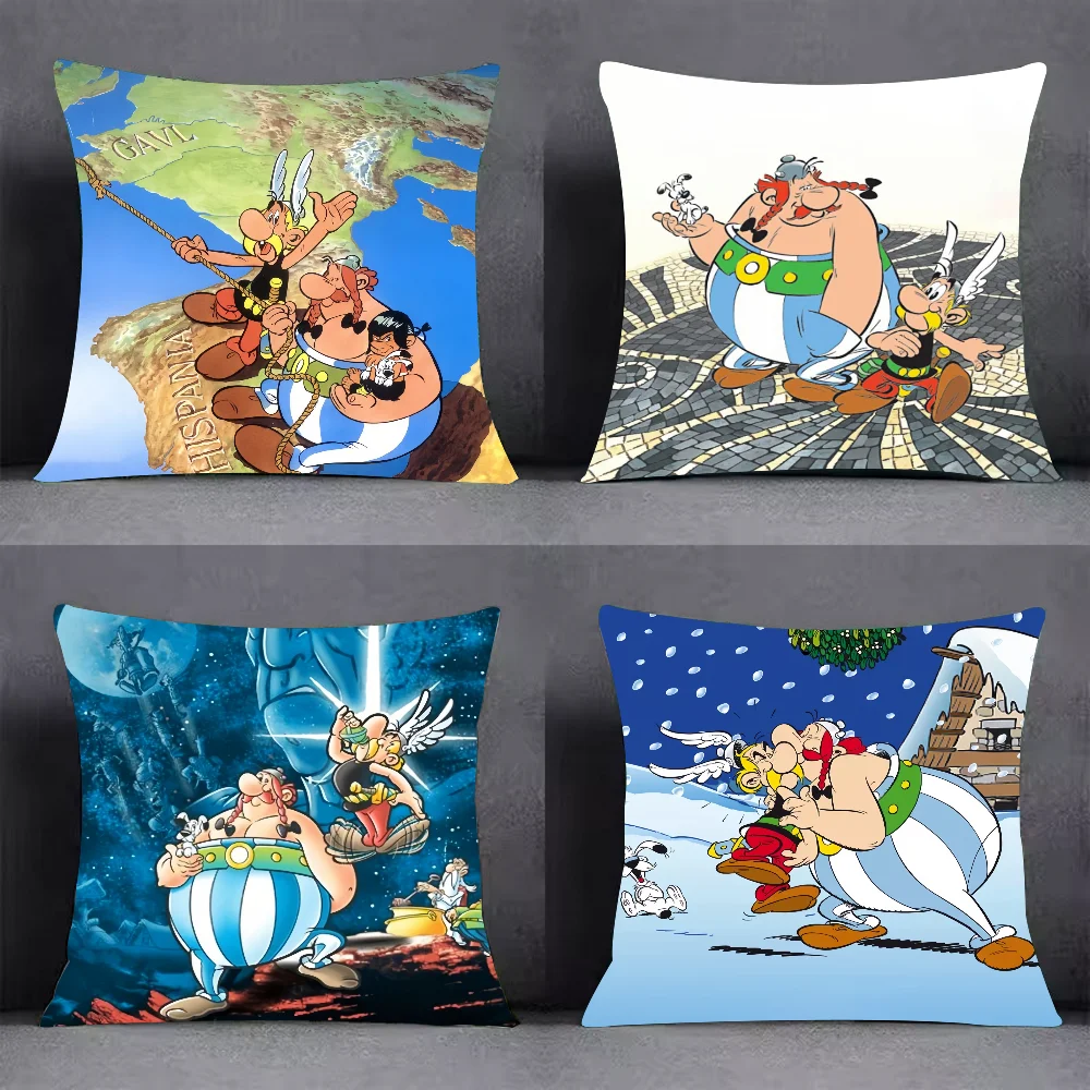 A-Asterix E-Et Obelix Manga Kissenbezug, quadratisches Sofa mit Muster, bequemes Kissen, geeignet für Zimmer Image