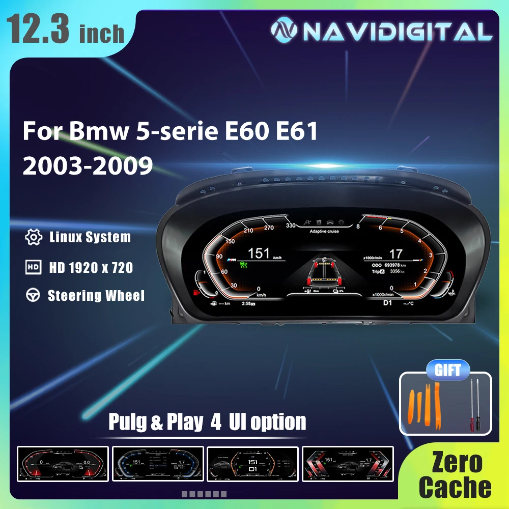 1/2''digitales Armaturen brett für BMW 5er E60 E61 E63 E64 CCC Auto LCD Panel Snelheids meter Virtuele Cockpit Voor Image