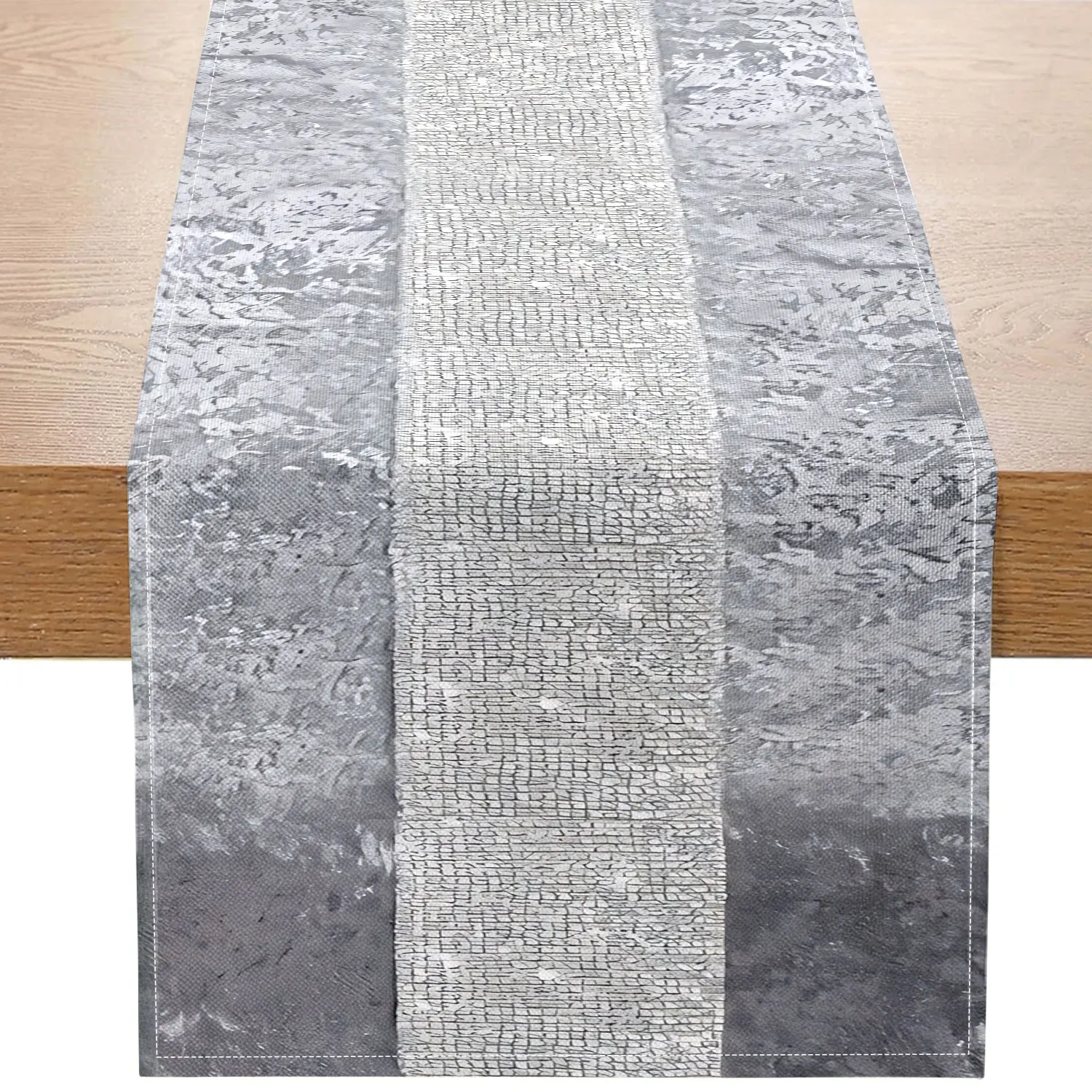 1-teiliger moderner, einfarbiger, heller, mit Strasssteinen bedruckter Tischläufer, rechteckige Form, geeignet für Bauernhaus, Innenbereich, Küche, Jahrestag, Tischdekoration, Haushaltsgegenstände Image