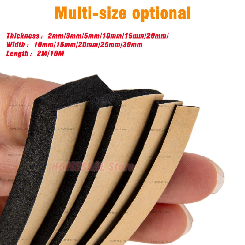 Neuer selbstklebender Schwammdichtungsstreifen, verdickter schwarzer EPDM-Gummi, einseitig klebender, schalldichter Schaumstoff, Antikollisionsdichtungsdichtung Image