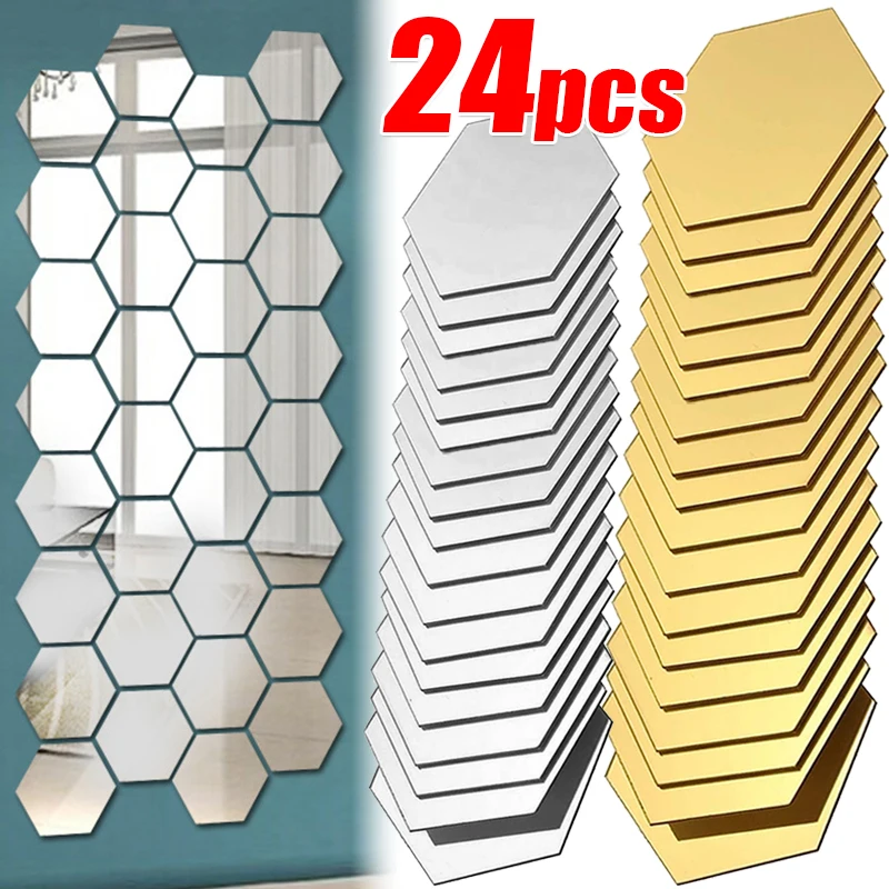 3D Sechseck Spiegel Wand Aufkleber DIY Wand Spiegel Aufkleber Abnehmbare Selbstklebende Ästhetische Mosaik Fliesen Aufkleber Hause Dekoration