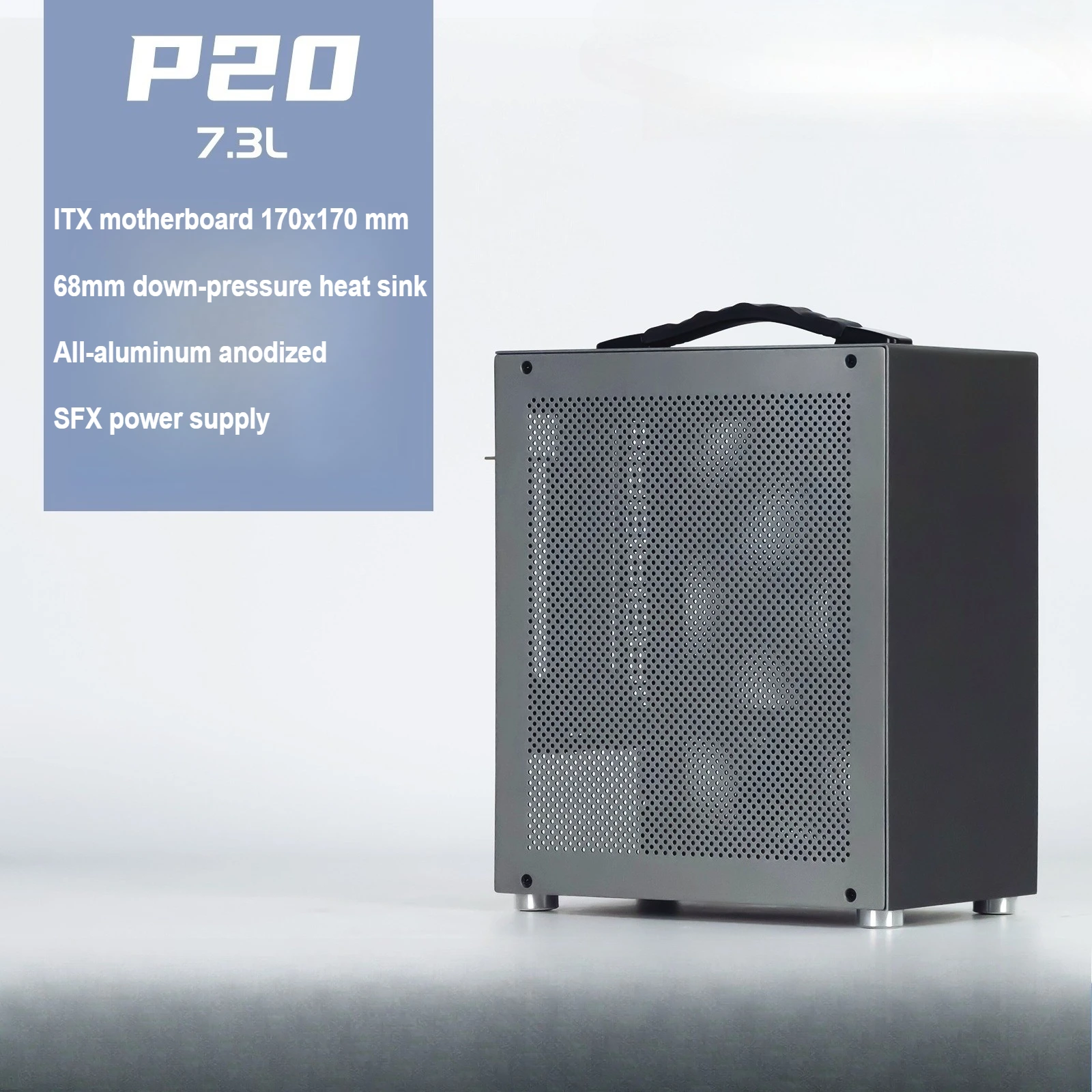 P20 Portable A4 Portable Host SFX Netzteil Mini Compact Ultra-Kleines Vollaluminium-ITX-Gehäuse