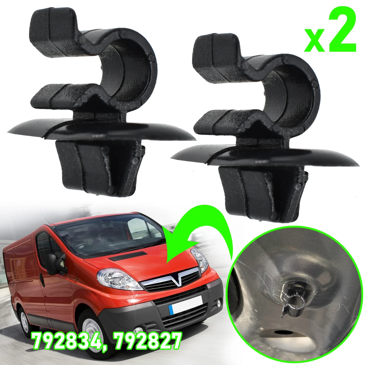 2x Auto Motorhaube Motorhaube Stange Unterstützung Prop Clip Bleiben Klemmhalter 792834 Für Vauxhall Opel Vivaro X83 2001–2014 Befestigungshalter Image
