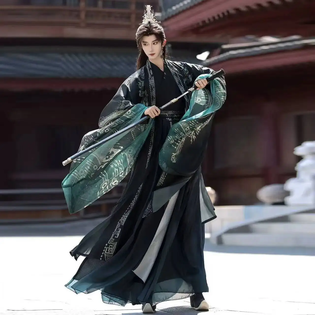 Vintage antike Elemente Hanfu Männer Frauen traditionelle chinesische Kleidung Sanxingdui Robe Halloween TV Kampf Wuxia Cosplay Kostüm Image