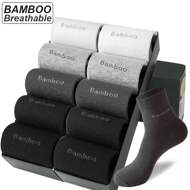 10 Paare/los Männer Bambus Faser Socken Casual Schwarz Weiß Business Anti-Bakterielle Atmungsaktive Männliche Socke Hohe Qualität Größe 38-45