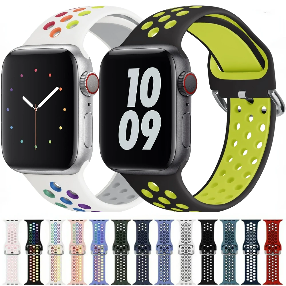 Silikonarmband für Apple Watch Band 45 mm 41 mm 49 mm 44 mm 40 mm 46 mm 42 mm Sportarmband iWatch Serie 11 10 Ultra 9 8 7 6 5 4 SE 3 Image