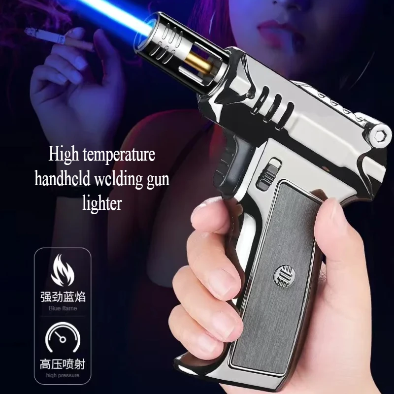 Outdoor 1300 ℃ Blasenergie Metall Butan Gas Turbolader Hochtemperatur Pistole Mund Aufblasbares Feuerzeug Herren Geschenk Image